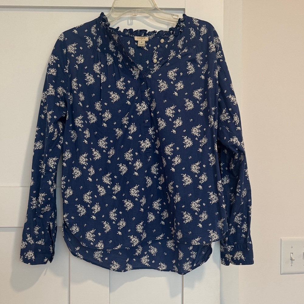 J. Crew Navy Floral Blouse